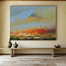Load image into Gallery viewer, Expressive Mountain Sunset in Warm Hues Abstract acrylic painting DLZ042
