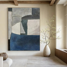 Load image into Gallery viewer, Gray &amp; Blue Geometric Abstract Painting, Perfect for Modern Office &amp; Minimalist Hallway LargeART1425
