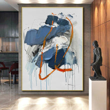 Load image into Gallery viewer, Large - Scale Blue - Orange Abstract Art for Modern Gallery &amp; Edgy Office LargeART0507
