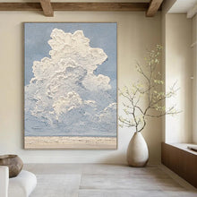 Load image into Gallery viewer, “Textured Cloudscape” - Blue, White Abstract Sky Art on Canvas DKH1142
