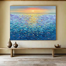 Load image into Gallery viewer, Seaside Sunset “Vibrant Horizon” Painting on Canvas, Luminous Ocean Art DKH855
