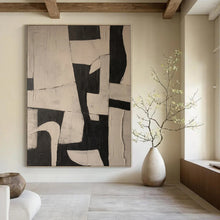 Load image into Gallery viewer, Hand - painted Oversized Black - White Geometric Abstract Acrylic Art for Modern Offices LargeART0125
