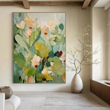 Load image into Gallery viewer, Impasto Floral Art, Green - Toned Botanical Painting for Nature - Inspired Bedroom &amp; Calming Yoga Studio LargeART2236
