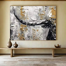Load image into Gallery viewer, Textured Bull Head Abstract Painting On Canvas for Bold Living Room &amp; Masculine Study DKH336
