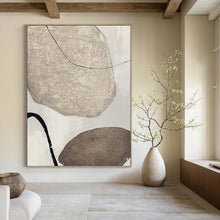 Load image into Gallery viewer, “Textured Stone - Like Abstraction” - Beige, Brown Abstract Art on Canvas DKH1121
