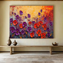 Load image into Gallery viewer, Hand - painted Large - scale Textured Poppies Field Acrylic Art for Vibrant Living Rooms LargeART1765
