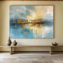 Load image into Gallery viewer, Hand - Painted Abstract Cityscape Reflection Acrylic Art for Urban Loft Living LargeART1640
