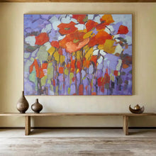 Load image into Gallery viewer, Colorful Floral “Patchwork Poppies” Painting on Canvas, Quirky Flower Art DKH853
