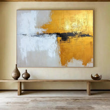 Load image into Gallery viewer, Hand - painted Oversized Gold, Black, and White Abstract Acrylic Art for Luxurious Living Rooms LargeART1803
