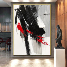 Load image into Gallery viewer, Custom Large Dramatic Black - Red Strokes Art - Ideal for Avant - Garde Gallery &amp; Intimate Dining Room LargeART0787
