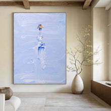 Load image into Gallery viewer, “Figure on Blue Impasto Path” – Small figure on a textured, blue and white impasto “path”. DTP327
