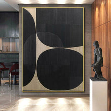 Load image into Gallery viewer, Black and Beige Circular Forms Acrylic Art - Suited for Contemporary Gallery &amp; Industrial - chic Dining Room LargeART0595
