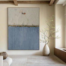 Load image into Gallery viewer, Textured White, Blue &amp; Gold Abstract, Perfect for Elegant Dining Room &amp; Chic Bedroom LargeART1967
