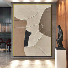 Load image into Gallery viewer, Repeated Beige and Brown Geometric with White Lines Acrylic Art - Perfect for Minimalist Hallway &amp; Serene Waiting Room LargeART0661
