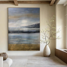 Load image into Gallery viewer, “Misty Coastal Landscape in Blues and Greys” - Atmospheric Seascape Art on Canvas DKH1576
