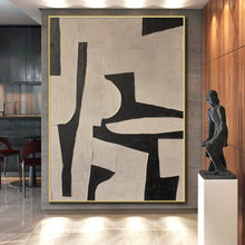 Load image into Gallery viewer, Hand - painted Extensive Black - White Geometric Abstract Acrylic Art for Modern Offices LargeART0098
