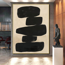 Load image into Gallery viewer, Massive Stacked Black Shapes Abstract Acrylic for Contemporary Hallway LargeART0276

