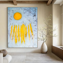 Load image into Gallery viewer, Minimalist Yellow Sun Abstract - Ideal for Serene Bedroom &amp; Yoga Studio LargeART2377
