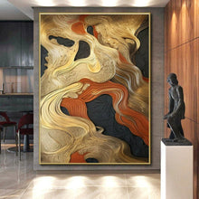 Load image into Gallery viewer, Golden - Wave Abstract Acrylic for Luxury Bedroom &amp; High - End Restaurant LargeART0822
