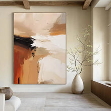 Load image into Gallery viewer, “Warm Color Abstract Flow” - Beige, Brown, White, Orange Abstract Art on Canvas DKH1243

