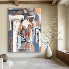 Load image into Gallery viewer, “City Shards” – Gray, Blue &amp; Brown Urban - inspired Abstract Acrylic Art DTP041
