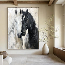 Load image into Gallery viewer, Black &amp; White Equine Abstract Painting, Ideal for Equestrian - Themed Study &amp; Classic Living Room LargeART2122
