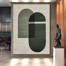 Load image into Gallery viewer, Green &amp; Black Geometric Abstract Art – Ideal for Modern Office Lobby &amp; Minimalist Living Room LargeART0674
