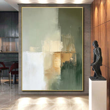 Load image into Gallery viewer, Large Soft Green and Beige Abstract Art - Ideal for Minimalist Bedroom &amp; Calm Waiting Room LargeART0770
