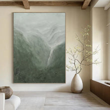 Load image into Gallery viewer, “Misty Mountain Waterfall” - Atmospheric Landscape Art on Canvas DKH1490
