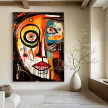 Load image into Gallery viewer, Abstract Expressionist Face Art, Vibrant Color - Dripped Painting for Creative Studio &amp; Eclectic Living Room LargeART2211
