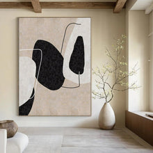 Load image into Gallery viewer, Minimalist Black - White Shapes Abstract Canvas Painting, Ideal for Modern Gallery &amp; Sleek Home Office LargeART1152
