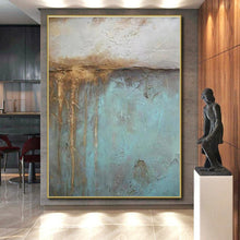 Load image into Gallery viewer, Rust and Teal Textured Wall Acrylic Art - Suited for Industrial - chic Loft &amp; Retro - style Bar LargeART0629
