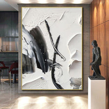 Load image into Gallery viewer, Large - Scale Hand - painted White and Black Textured Forms Acrylic Art for Contemporary - Style Studies LargeART0243
