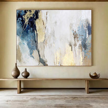 Load image into Gallery viewer, Blue, White, and Gold Abstract Painting for Coastal Bedroom &amp; Chic Bathroom DKH128
