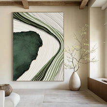 Load image into Gallery viewer, “Green &amp; White Swirling Abstraction” - Dynamic Abstract Art on Canvas DKH1473
