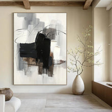 Load image into Gallery viewer, “Abstract Black and White Expressions” - Black, White, Grey Abstract Art on Canvas DKH1275

