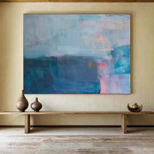 Load image into Gallery viewer, Hand - painted Blue - Toned Abstract Mist Acrylic Art for Calming Bedroom Corners LargeART1685
