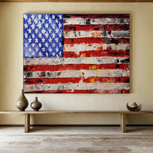 Load image into Gallery viewer, Hand - painted Textured American Flag Acrylic Art for Patriotic Home Decor LargeART1735
