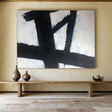 Load image into Gallery viewer, Black - White Geometric Abstract Painting for Modern Study &amp; Art Gallery Corridor DKH181
