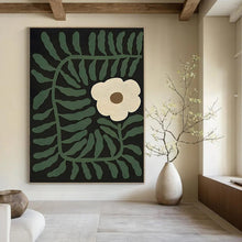 Load image into Gallery viewer, “Botanical Abstract” - Green, White, Brown Abstract Art on Canvas DKH1115
