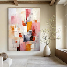 Load image into Gallery viewer, Pink &amp; Orange Abstract Composition, Fit for Bohemian Bedroom &amp; Vibrant Lounge LargeART2278
