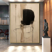 Load image into Gallery viewer, Large - Format Minimalist Black - Beige Abstract Art for Contemporary Gallery &amp; Calm Study LargeART0526
