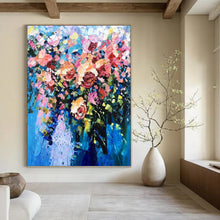 Load image into Gallery viewer, “Vibrant Impasto Flower Bouquet” - Colorful, Textured Floral Art on Canvas DKH1349
