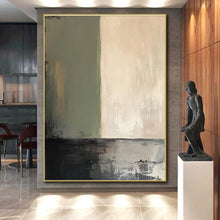Load image into Gallery viewer, Custom Large Subtle Green - Beige Divide Art - Perfect for Minimalist Bedroom &amp; Serene Spa Retreat LargeART0785
