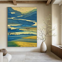 Load image into Gallery viewer, “Layered Blue Mountains” Abstract Landscape Painting on Canvas, Vibrant Decor DKH963
