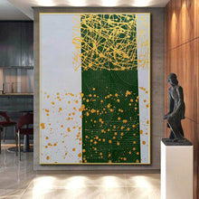 Load image into Gallery viewer, Large - Format Green &amp; Gold Abstract Art for Boho - Chic Bedroom &amp; Art Gallery Hallway LargeART0476
