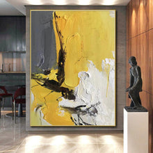 Load image into Gallery viewer, Oversized Yellow - Gray Abstract Contrast Acrylic for Modern Office LargeART0295
