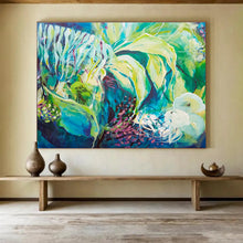 Load image into Gallery viewer, Vibrant Green &amp; Blue Abstract Floral Art for Nature - Lovers&#39; Lounge &amp; Eco - Friendly Store DKH055
