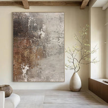 Load image into Gallery viewer, Hand - painted Substantial Brown - Gray Textured Abstract Acrylic Art for Rustic Living Rooms LargeART0116
