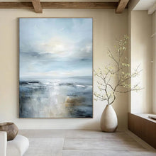 Load image into Gallery viewer, “Seascape Hush” – Blue &amp; Gray Coastal Abstract Acrylic with Soft Textures DTP059

